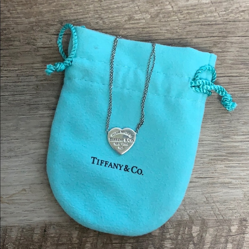 Tiffany & Co. Double Chain Silver Heart Necklace